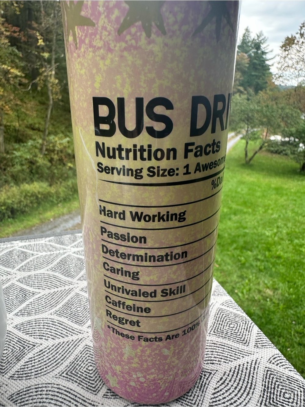 Thank You Travel Tumbler - White with Yellow School Bus Graphic - Picture 2 of 6